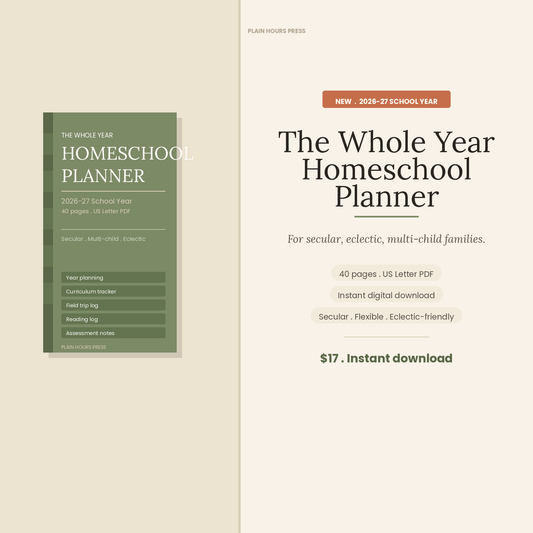 The Whole Year Homeschool Planner 2026-27 printable PDF cover