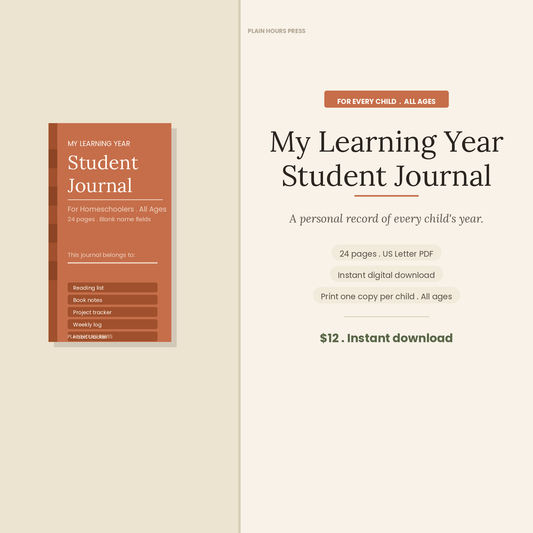 My Learning Year student journal printable PDF cover