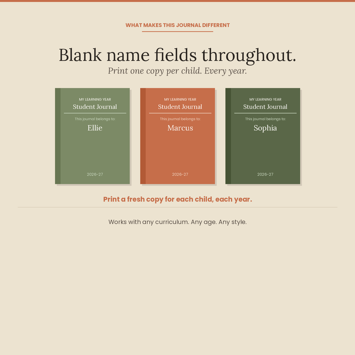 My Learning Year — Student Journal for Homeschoolers | Printable PDF | All Ages | Blank Name Fields