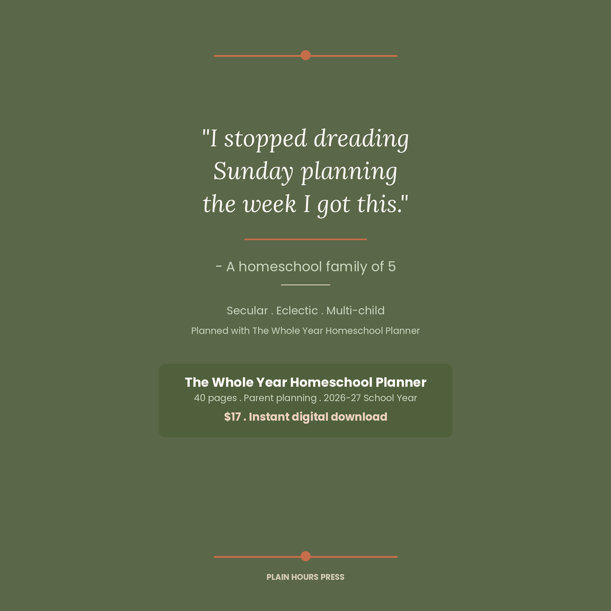 The Whole Year Homeschool Planner — 2026–27 | Printable PDF | Secular, Multi-Child, Eclectic