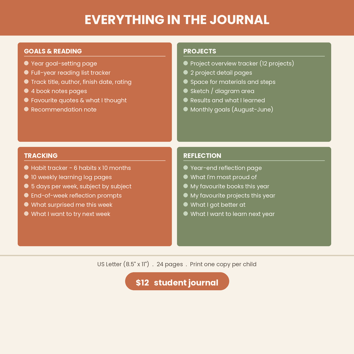 My Learning Year — Student Journal for Homeschoolers | Printable PDF | All Ages | Blank Name Fields