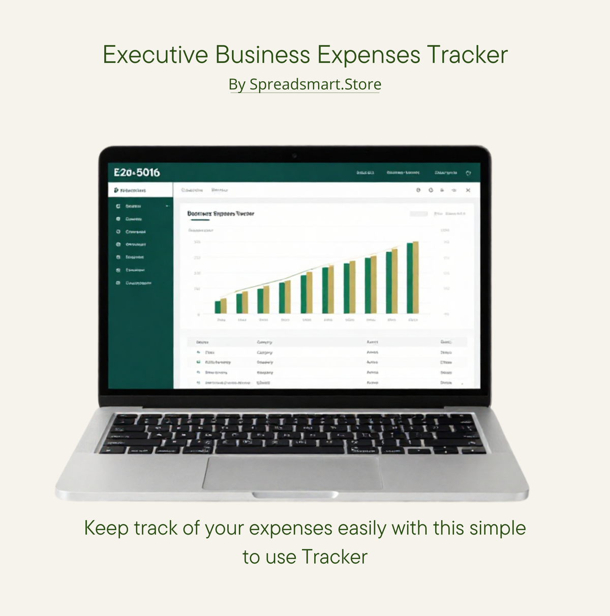 Executive Business Expense Tracker spreadsheet cover