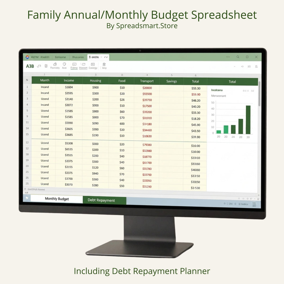 Family Budget Planner + Debt Payoff Calculator — Excel & Google Sheets