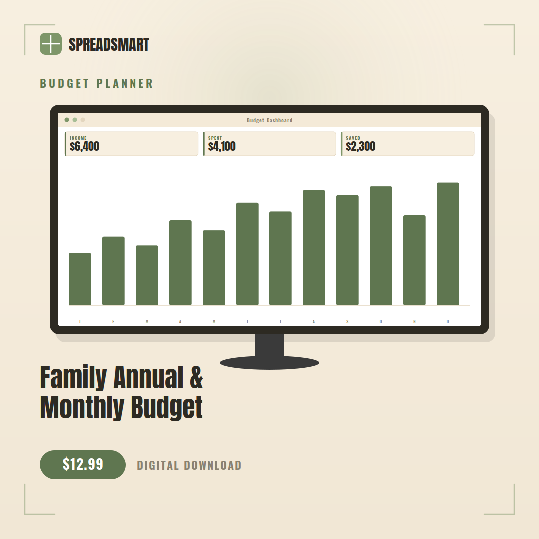 Family Budget Planner + Debt Payoff Calculator — Excel & Google Sheets